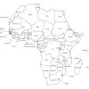 Black and white labeled map of Africa with countries