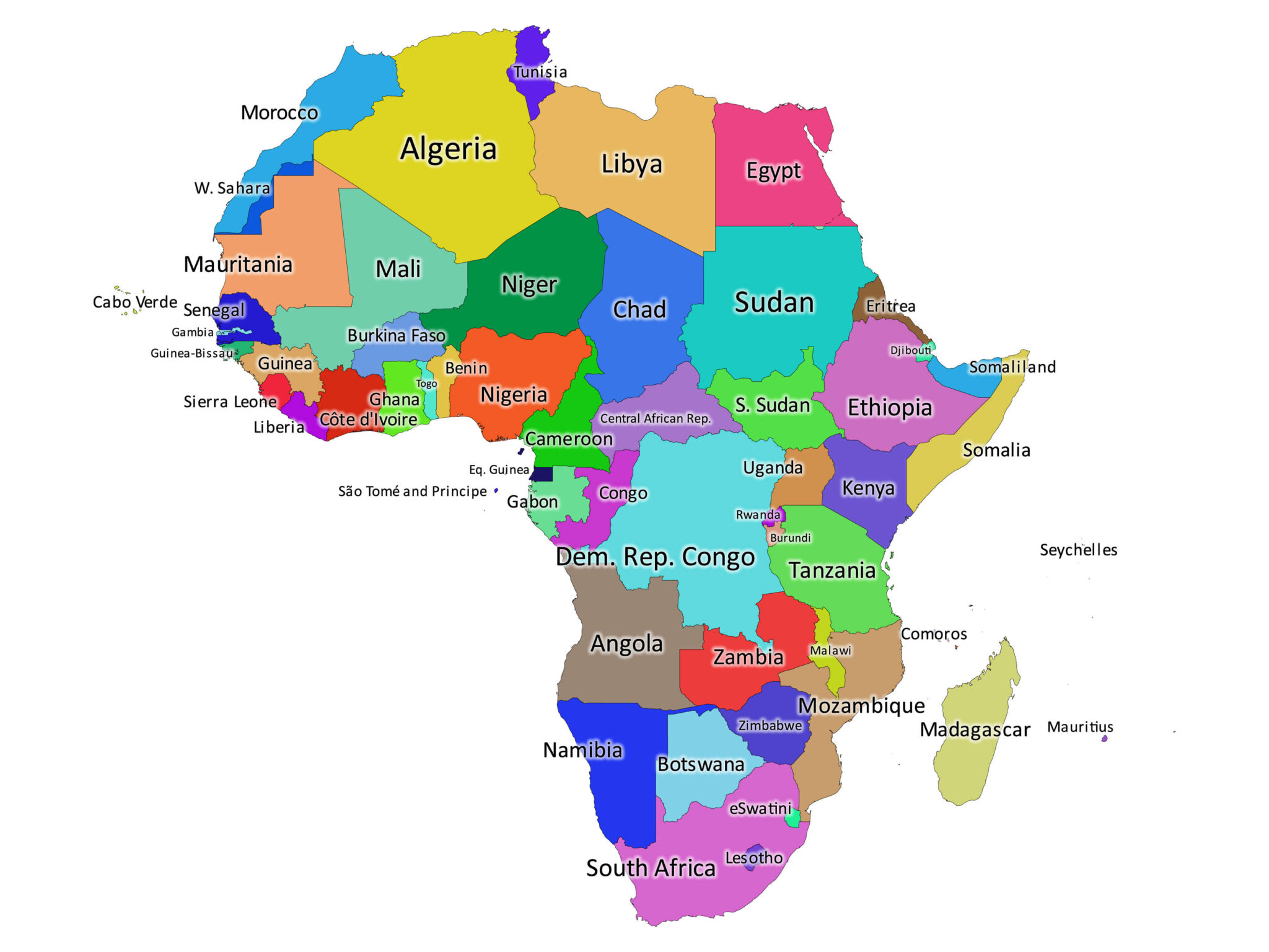 Africa Labeled Map Colored 2048x1536 
