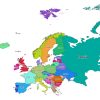 Colored labeled map of Europe