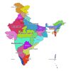 Colored labeled map of India