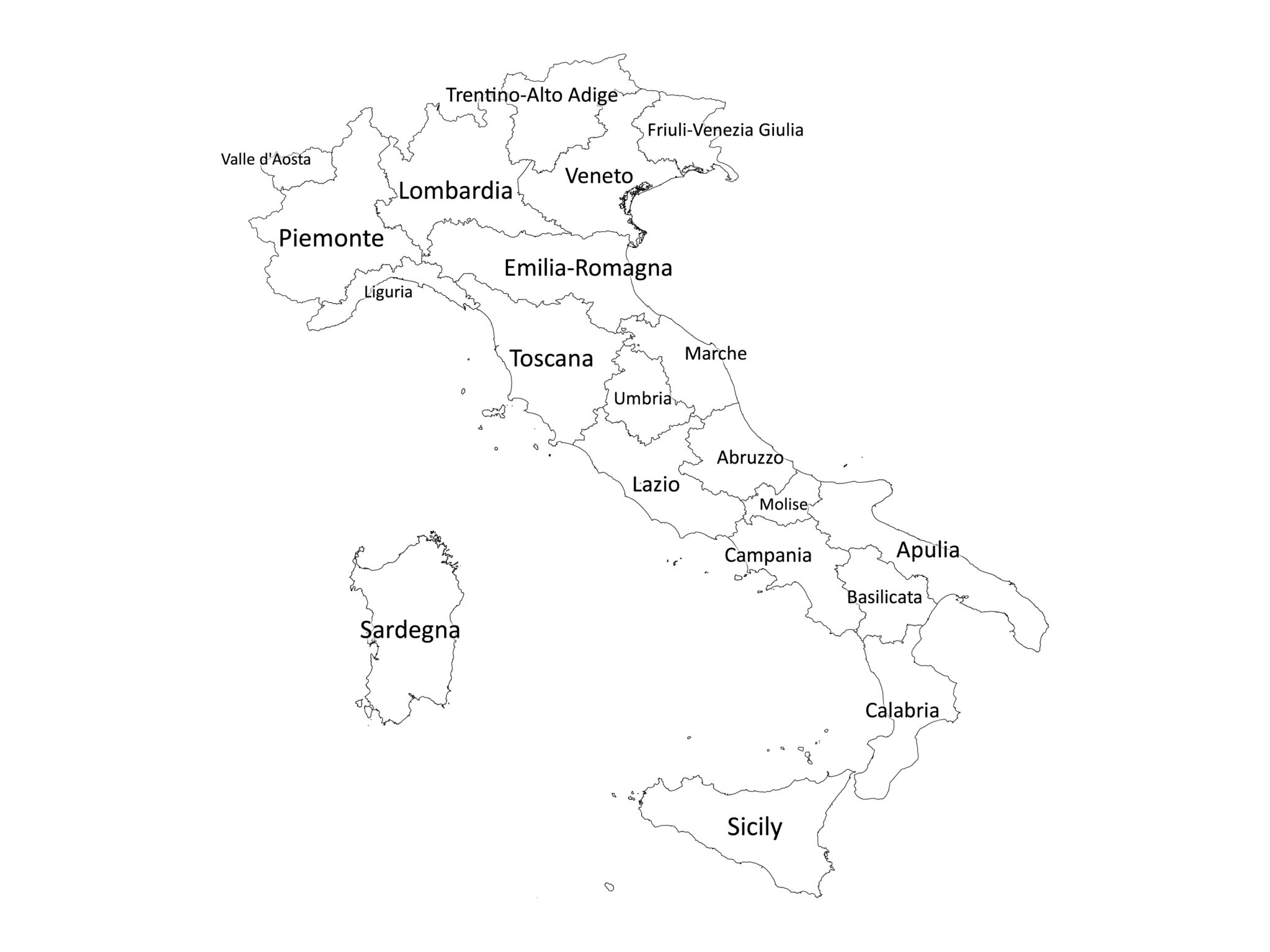 Italy labeled map | Labeled Maps