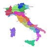 Colored labeled map of Italy