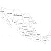 Black and white labeled map of Mexico