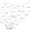 Black and white labeled map of Nigeria