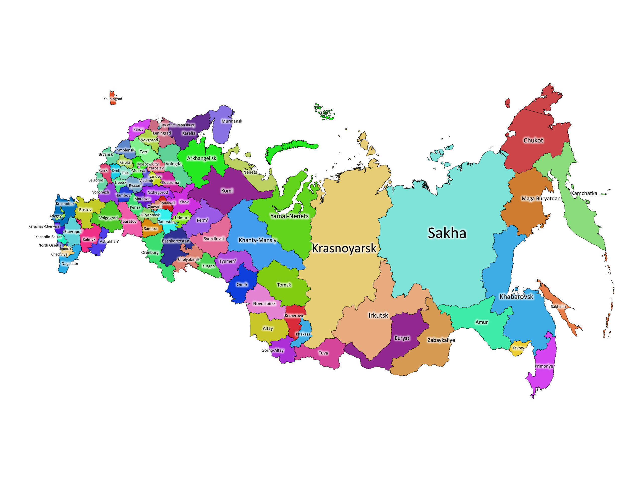 Russia labeled map | Labeled Maps