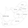 Black and white labeled map of South Africa