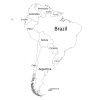 Black and white labeled map of South America with countries