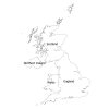 Black and white labeled map of the United Kingdom