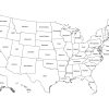 Black and white labeled map of the United States of America