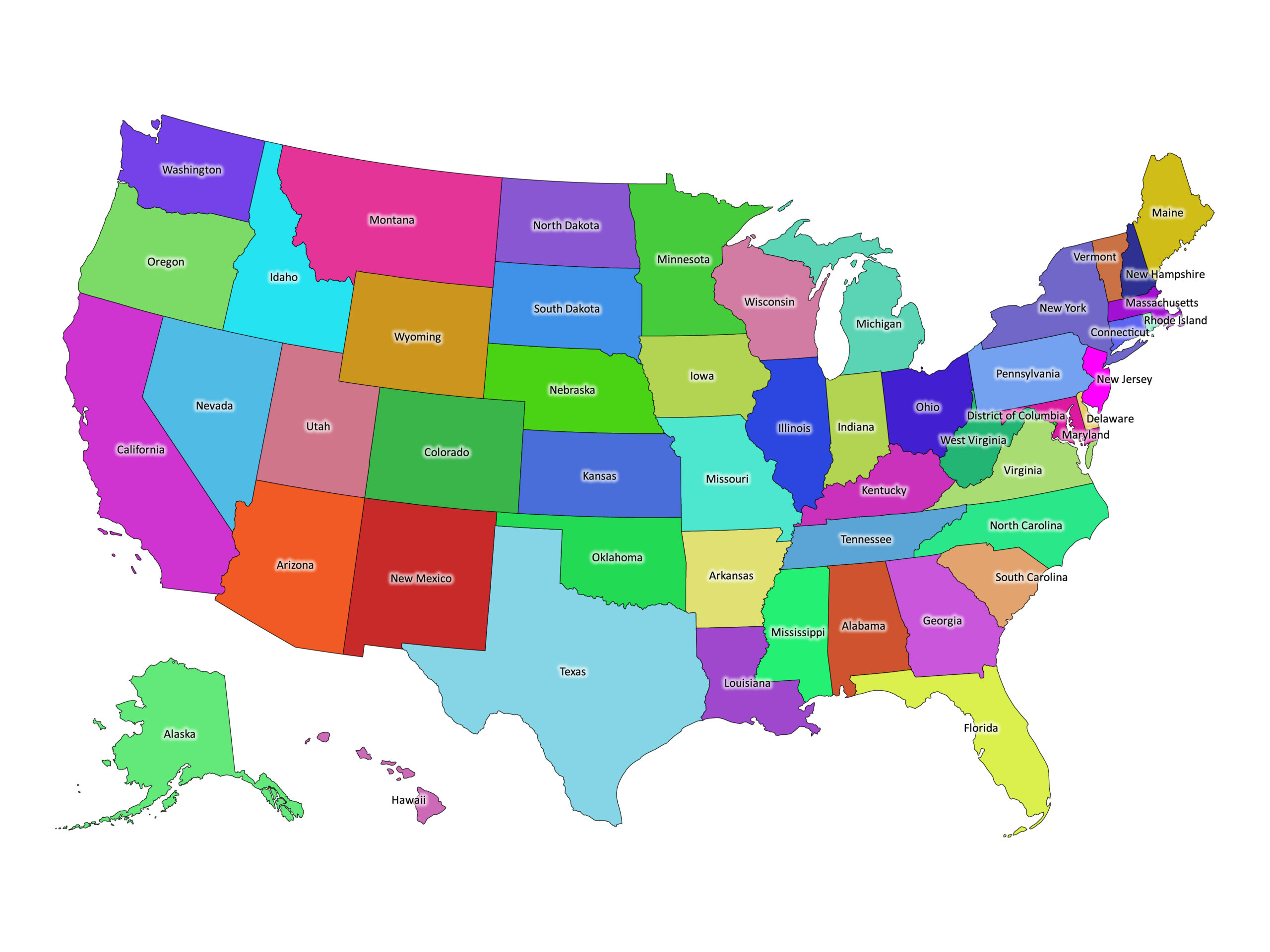 United States labeled map Labeled Maps