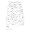 Black and white labeled map of Alabama with counties