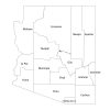 Black and white labeled map of Arizona with counties