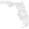 Black and white labeled map of Florida with counties