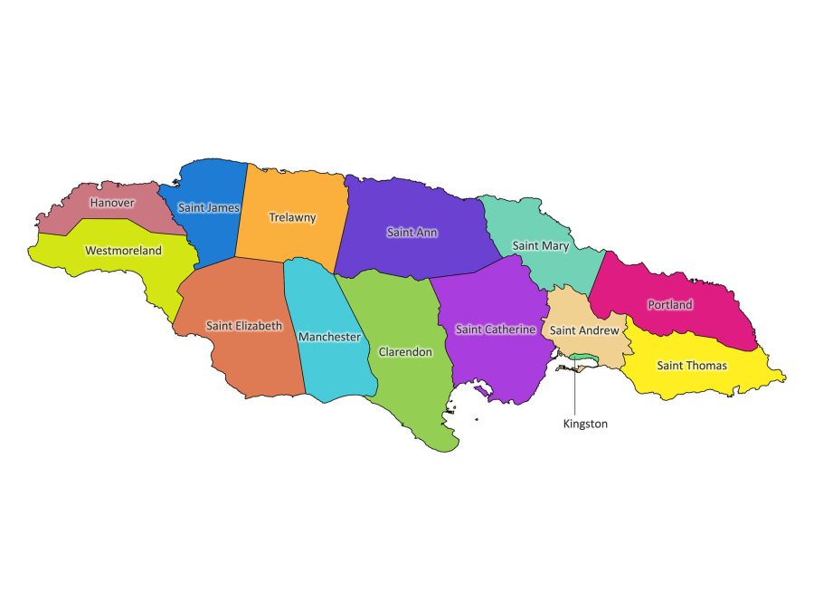 Labeled map of Jamaica | Labeled Maps